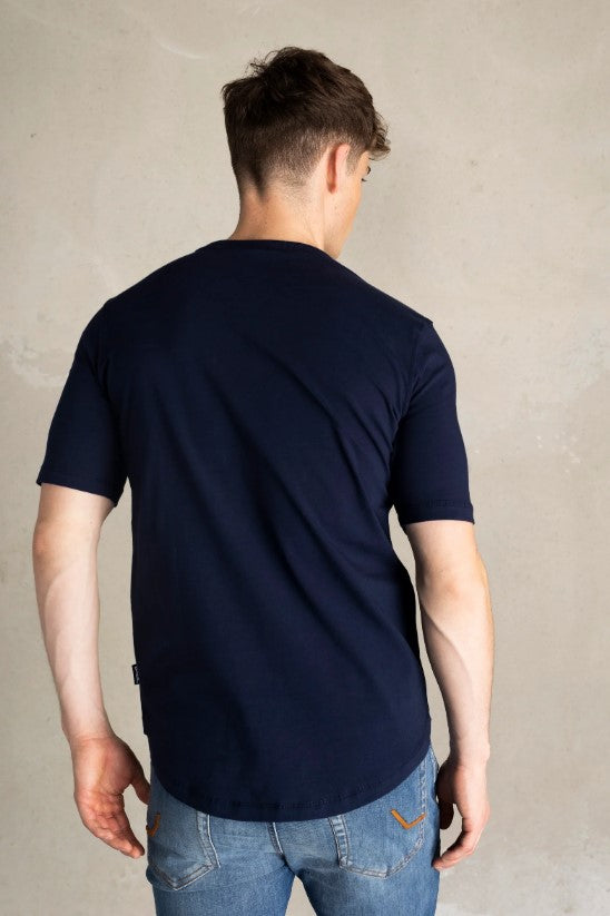 ATHLETIC SMALL BRANDED CHEST T SHIRT NAVY BLUE