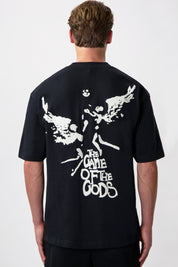 GAME OF THE GODS GRAFFITI BOX FIT T-SHIRT-Jet Black