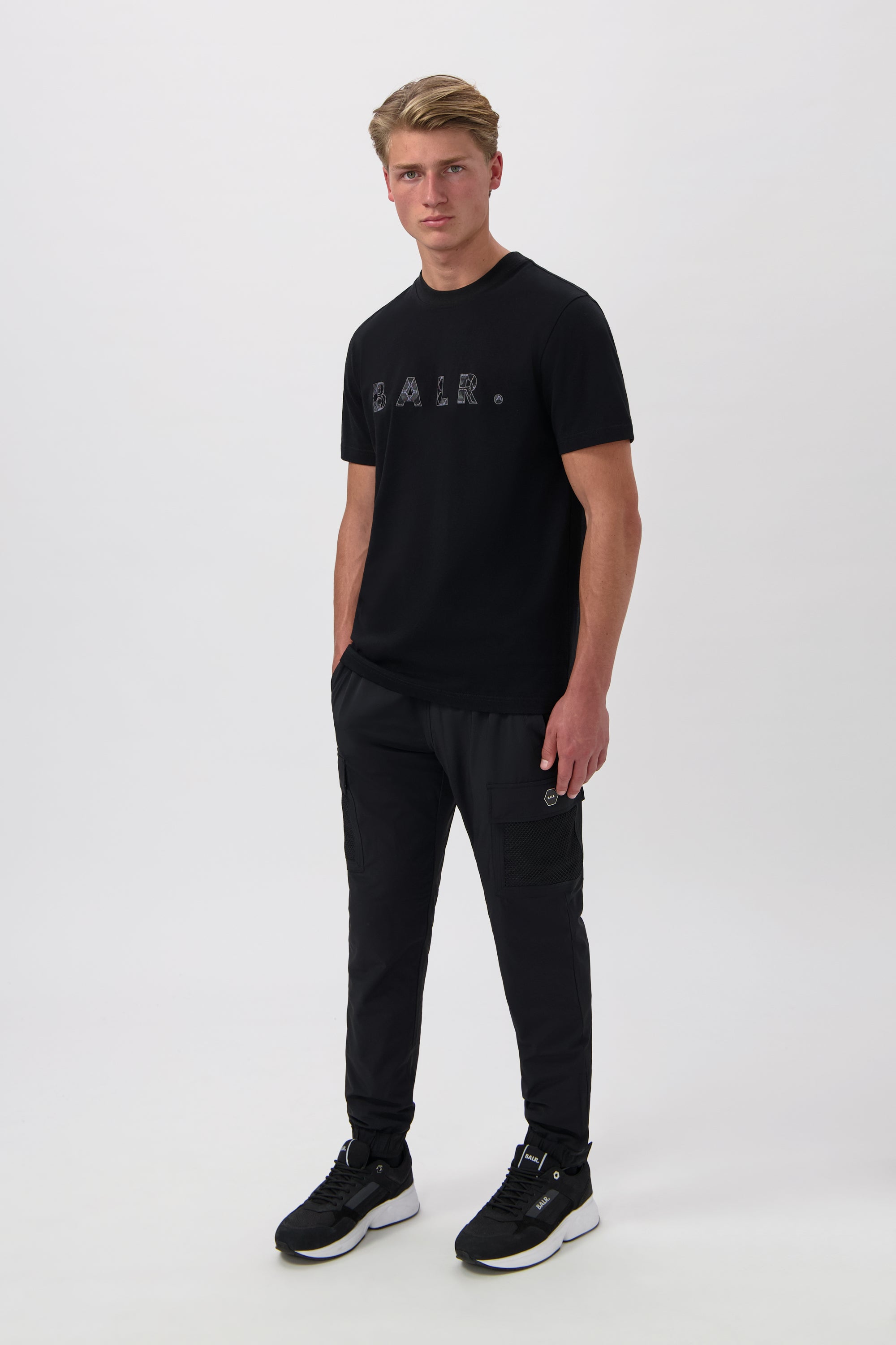 BALR. MONOGRAM EMBRO REGULAR FIT T-SHIRT-Jet Black/Phantom