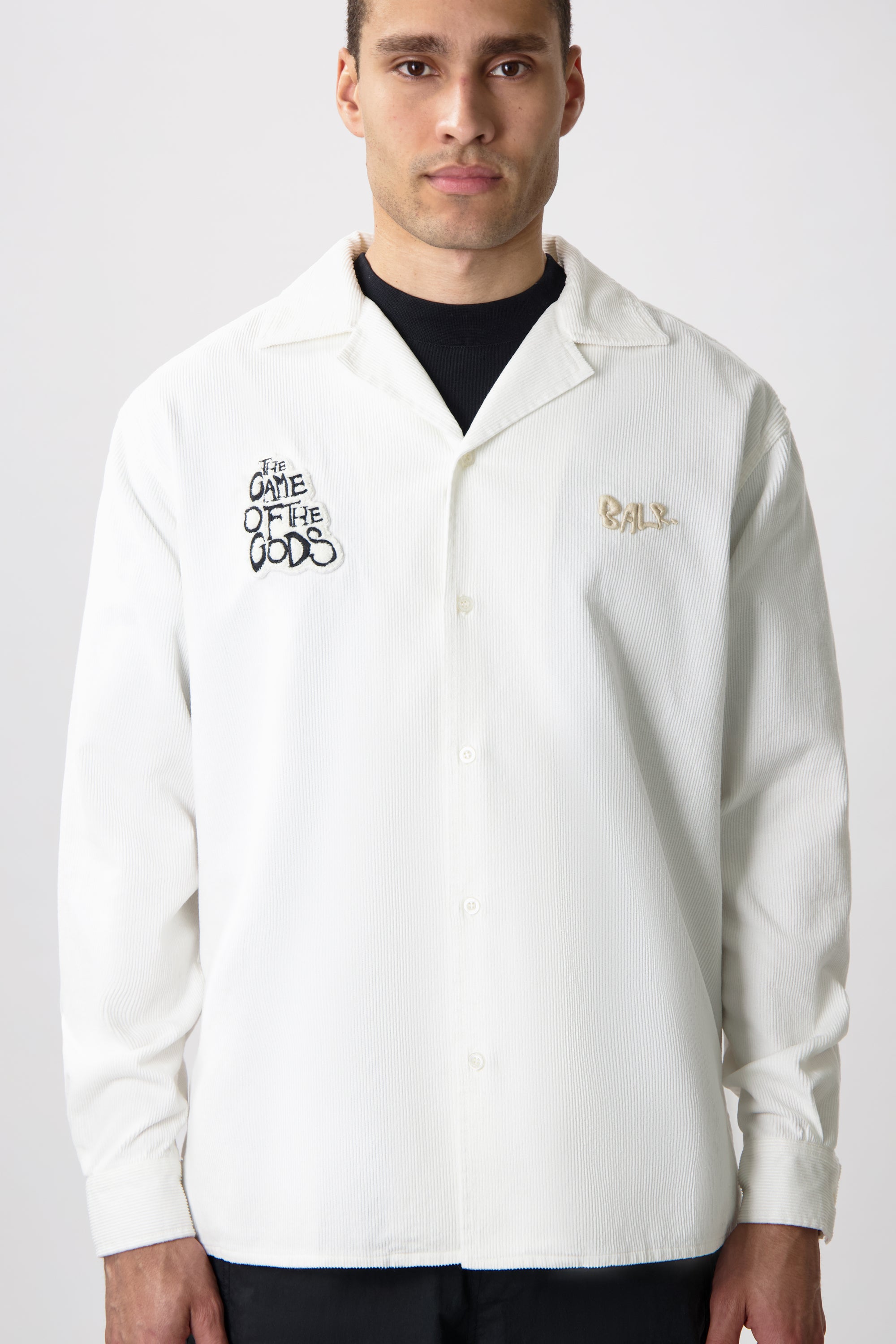 GAME OF THE GODS GRAFFITI CORDUROY SHIRT-WHITE SWAN