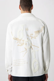 GAME OF THE GODS GRAFFITI CORDUROY SHIRT-WHITE SWAN