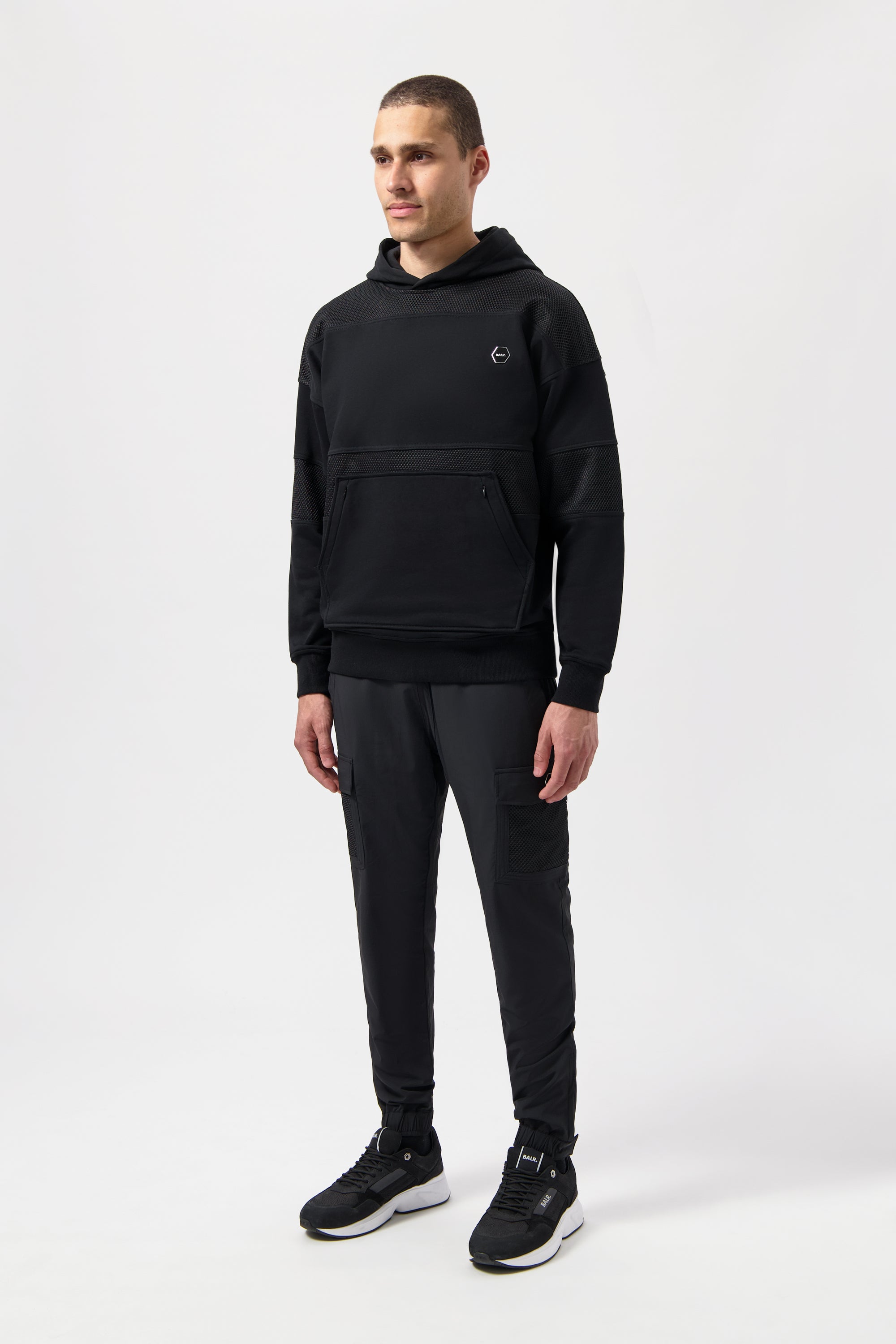 HEXLINE BOX FIT HOODIE-Jet Black