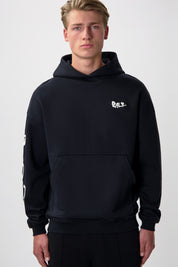 GAME OF THE GODS GRAFFITI BOX FIT HOODIE-Jet Black