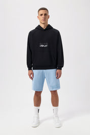 SCRIPT RELAXED FIT HOODIE-JET BLACK