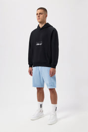 SCRIPT RELAXED FIT HOODIE-JET BLACK