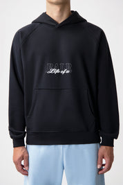 SCRIPT RELAXED FIT HOODIE-JET BLACK