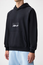 SCRIPT RELAXED FIT HOODIE-JET BLACK