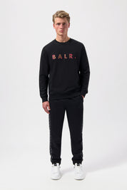 BALR. MONOGRAM EMBRO REGULAR FIT CREWNECK-JET BLACK/TIBETIAN RED