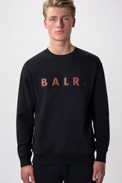 BALR. MONOGRAM EMBRO REGULAR FIT CREWNECK-JET BLACK/TIBETIAN RED