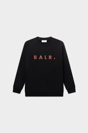 BALR. MONOGRAM EMBRO REGULAR FIT CREWNECK-JET BLACK/TIBETIAN RED