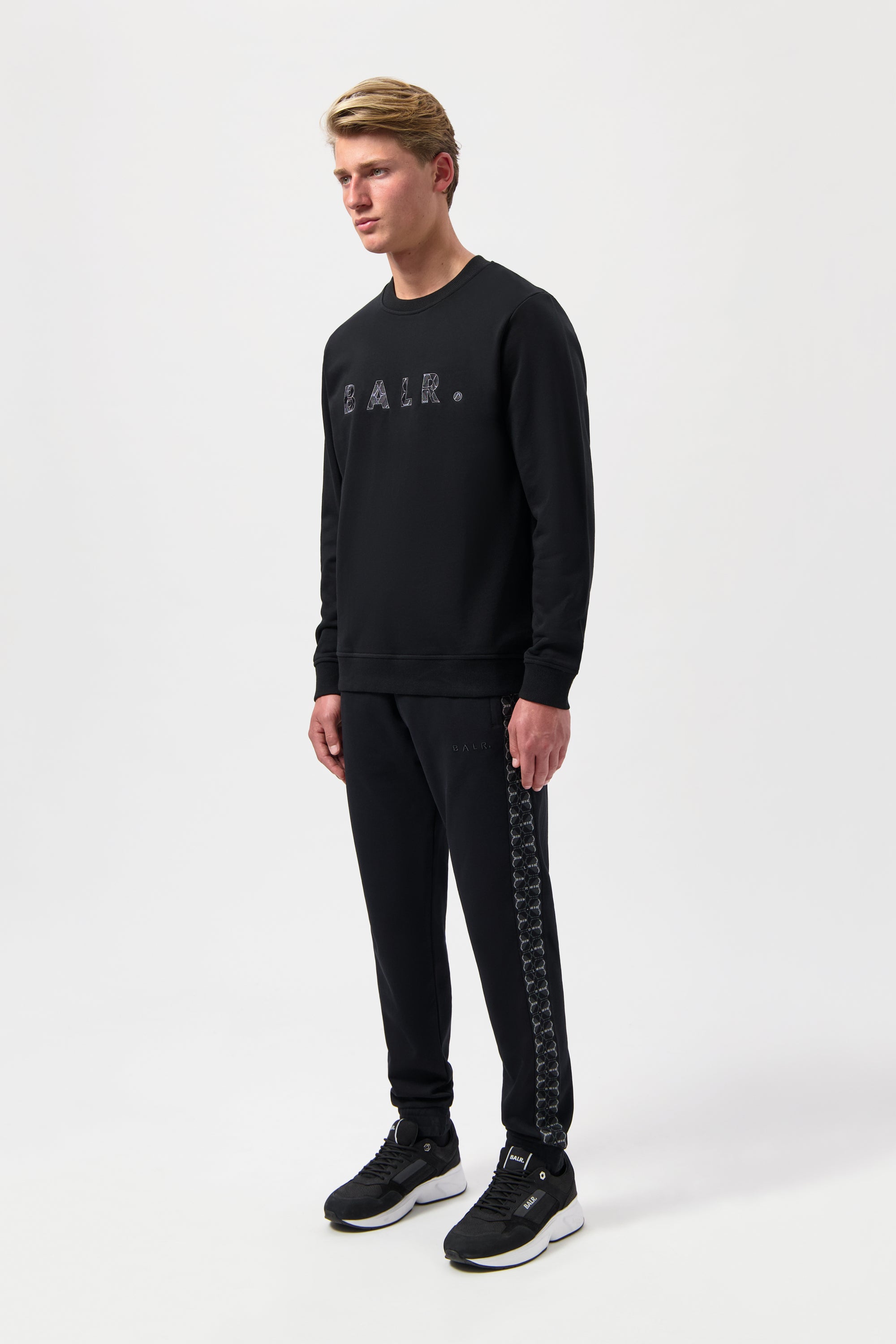 BALR. MONOGRAM EMBRO REGULAR FIT CREWNECK-Jet Black/Phantom