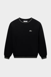 TAPE STRIPED CREWNECK-JET BLACK