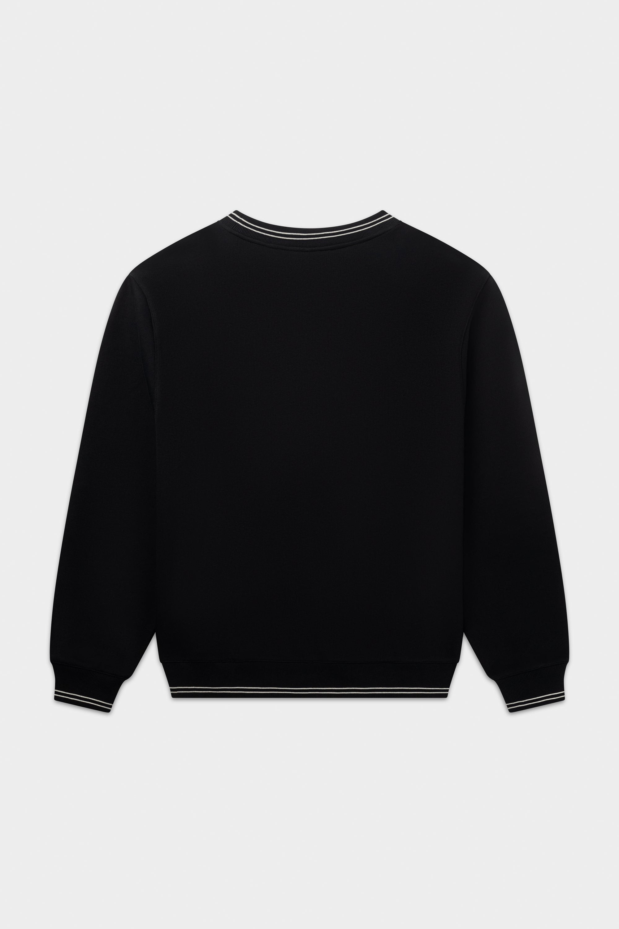 TAPE STRIPED CREWNECK-JET BLACK