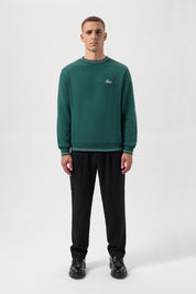 TAPE STRIPED CREWNECK-BOTANICAL GREEN