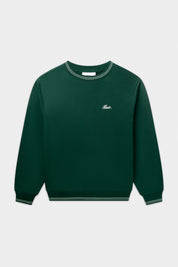 TAPE STRIPED CREWNECK-BOTANICAL GREEN