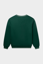 TAPE STRIPED CREWNECK-BOTANICAL GREEN