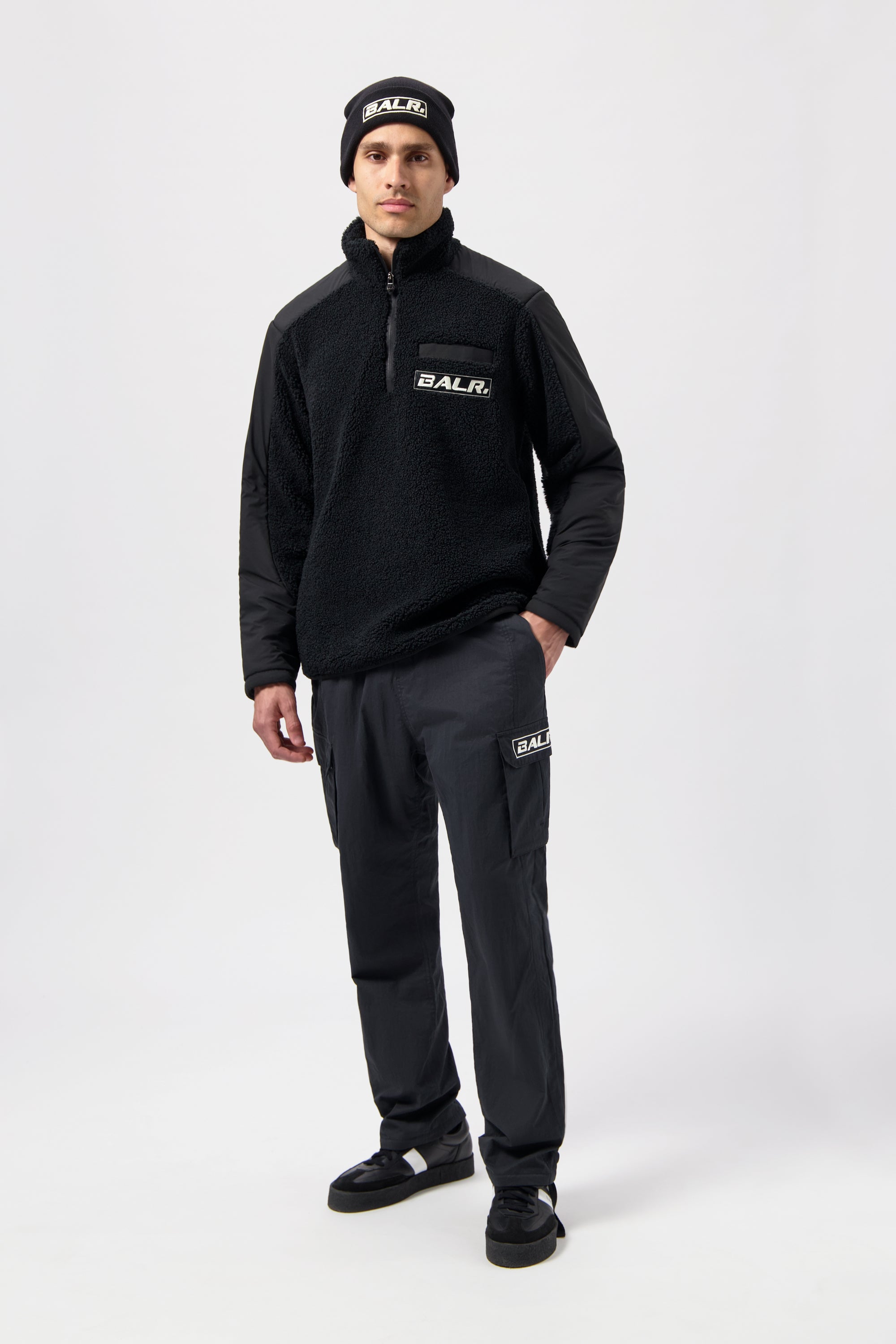 THE CLUB REGULAR FIT TEDDY HALF ZIP-Jet Black