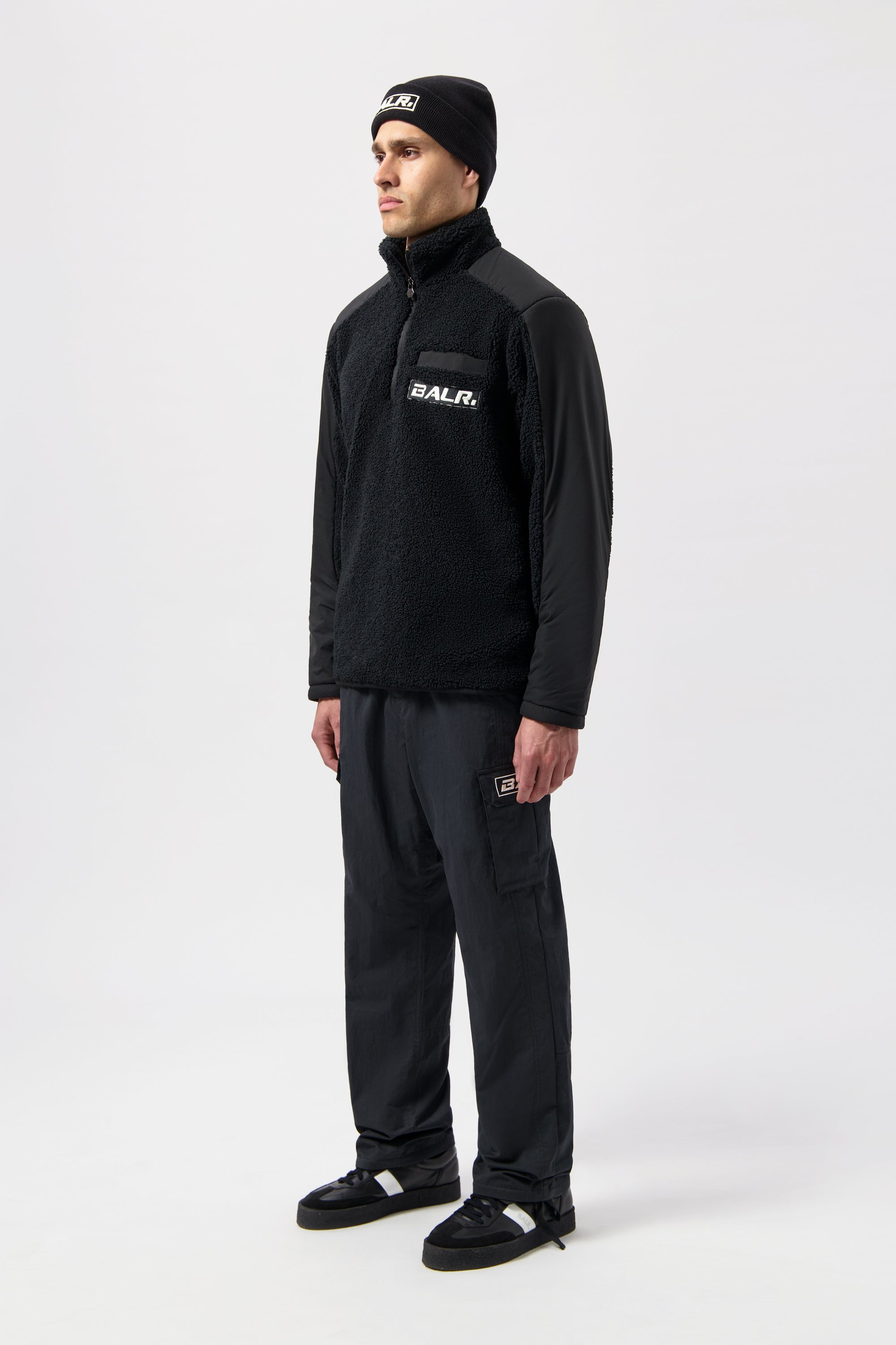 THE CLUB REGULAR FIT TEDDY HALF ZIP-Jet Black