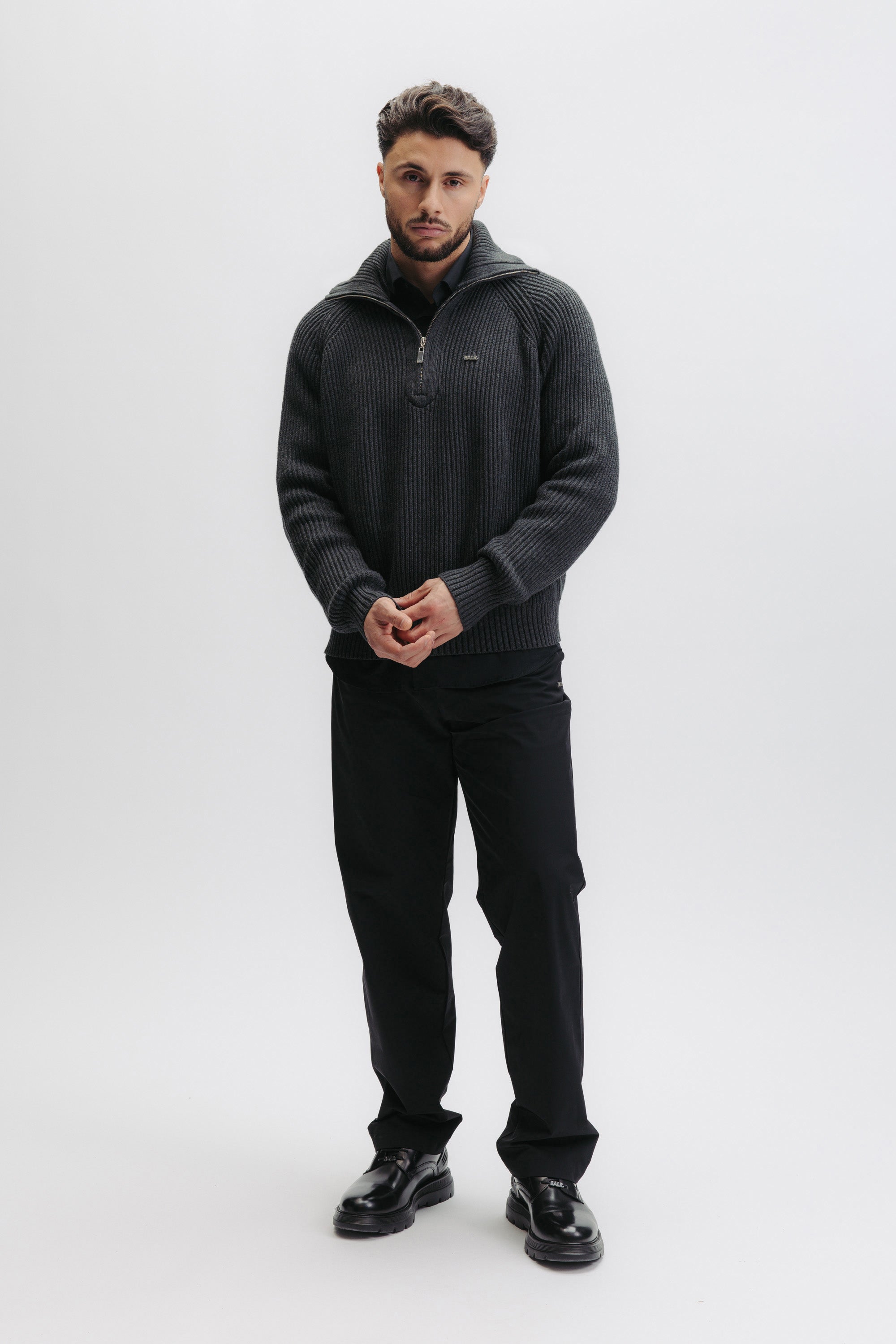 XI KNITTED HALF ZIP - VOLCANIC GREY