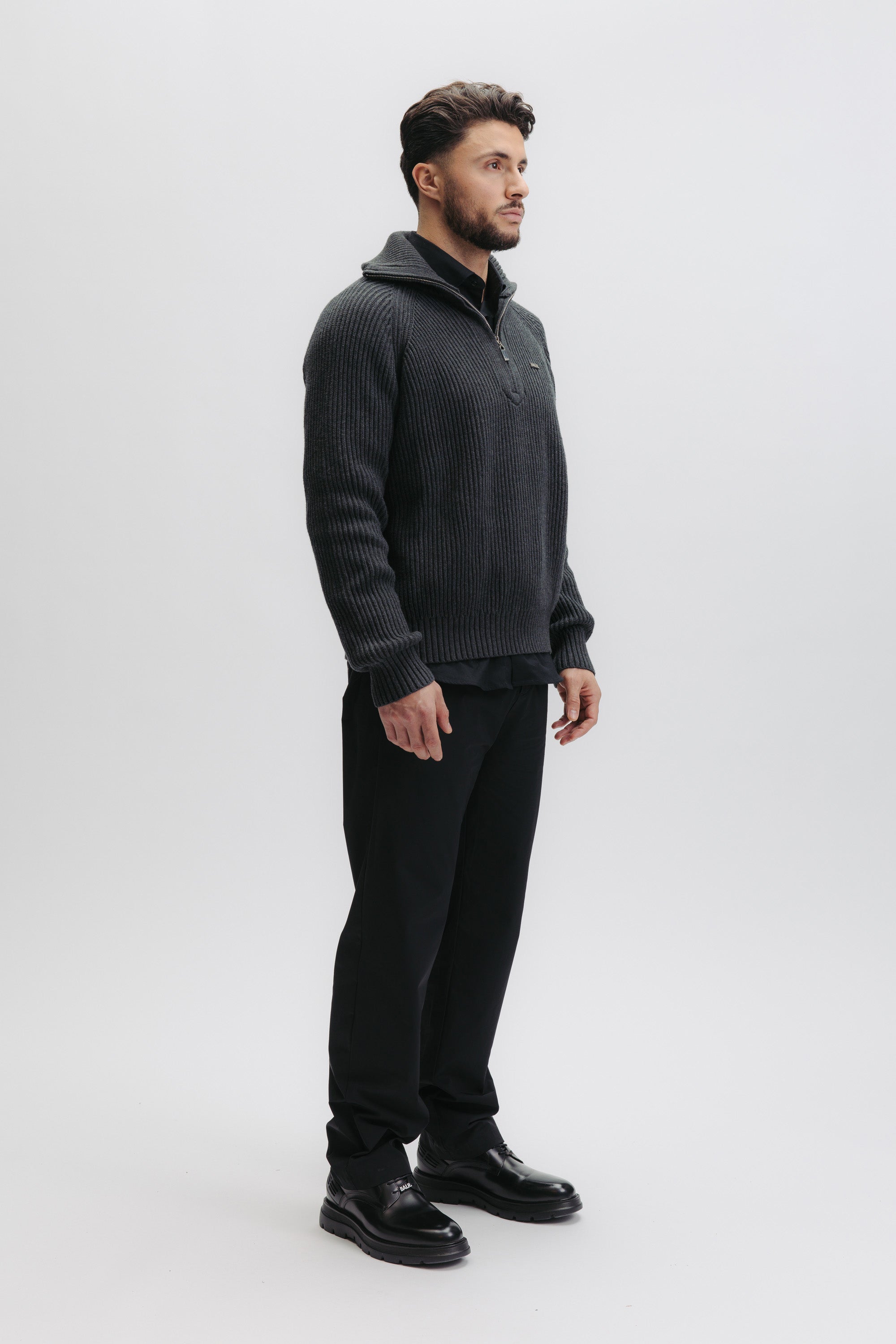 XI KNITTED HALF ZIP - VOLCANIC GREY