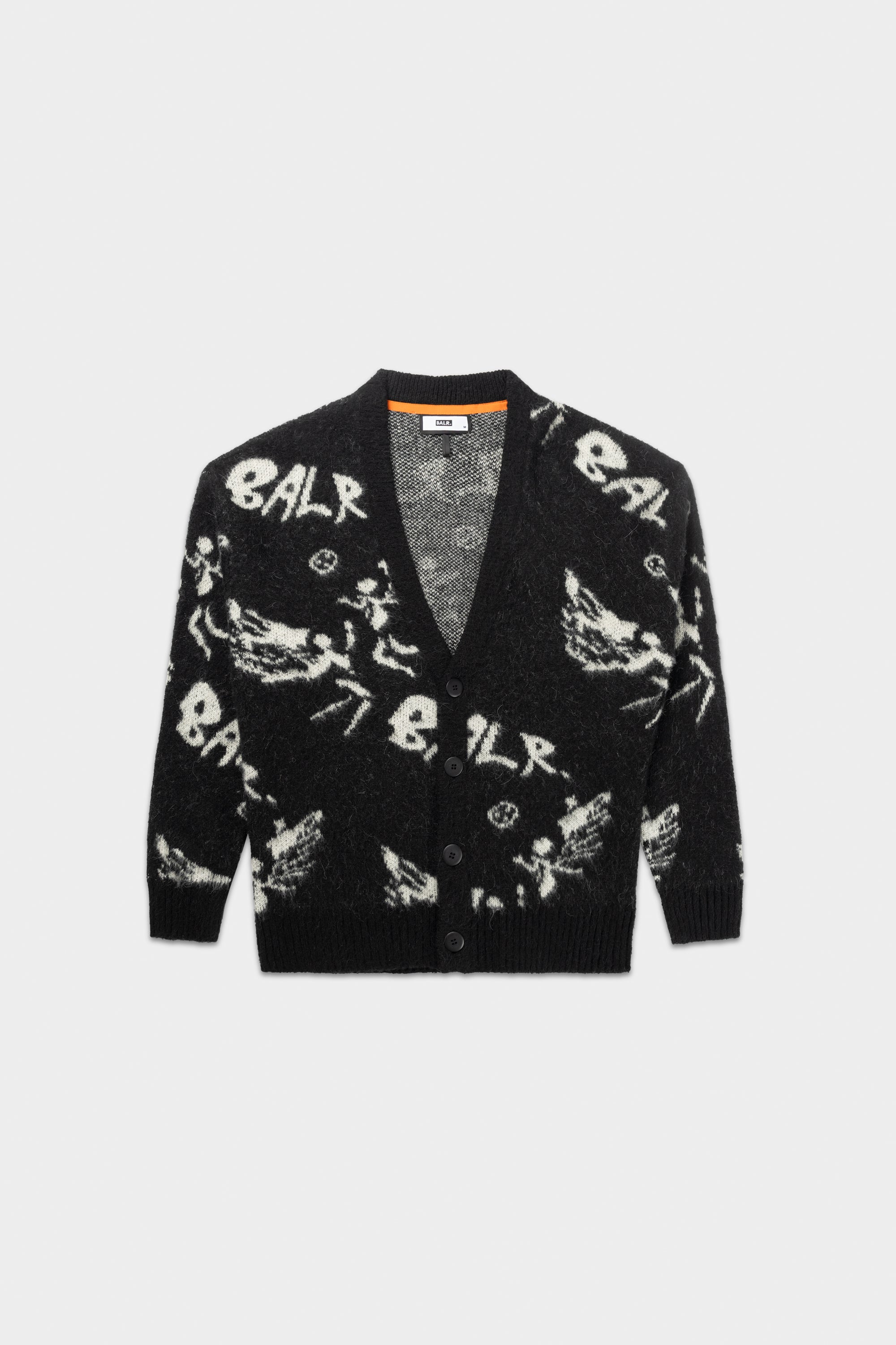 GAME OF THE GODS BOX FIT BRUSHED CARDIGAN-Jet Black