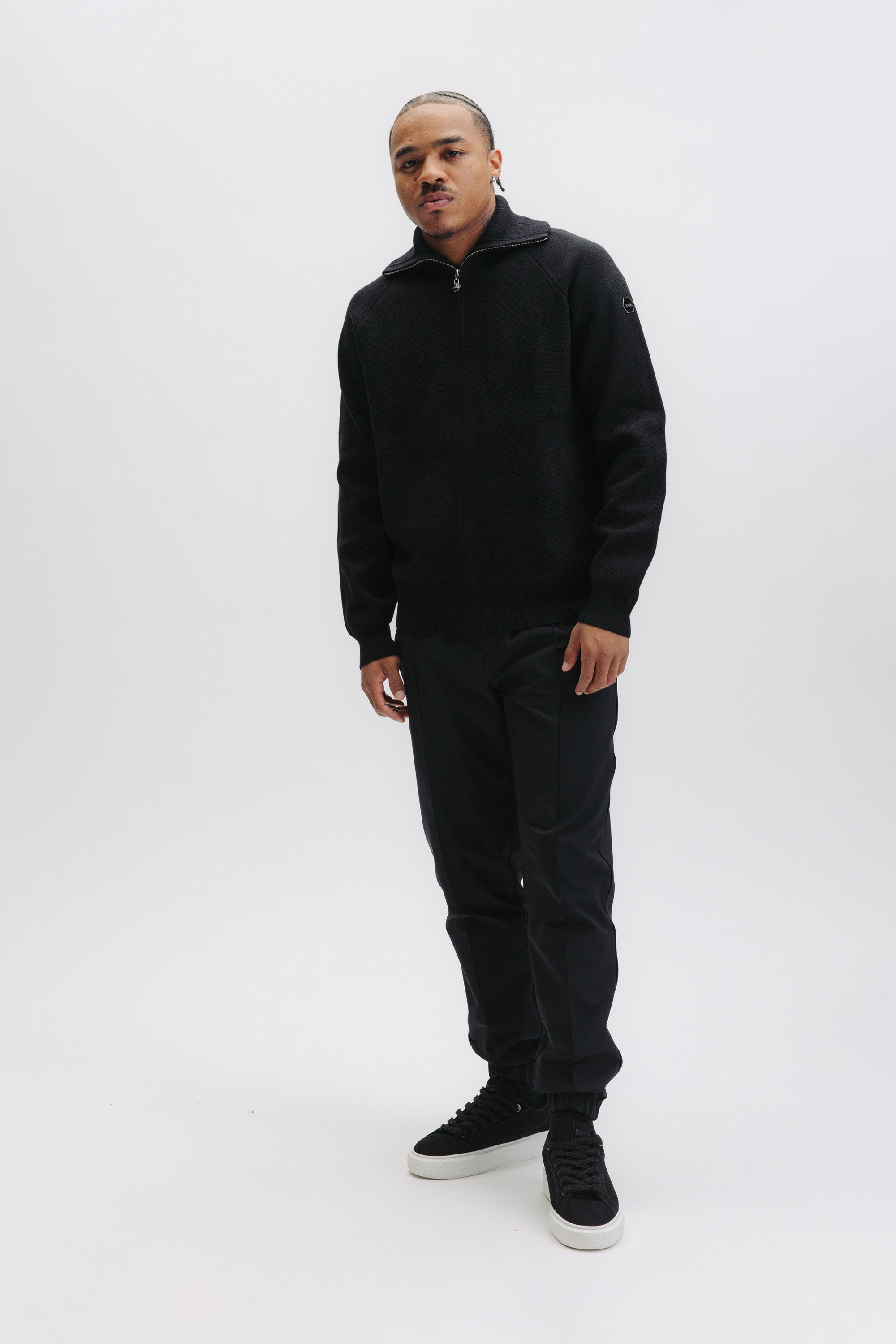 HEX-SERIES KNITTED ZIP SWEATER - JET BLACK
