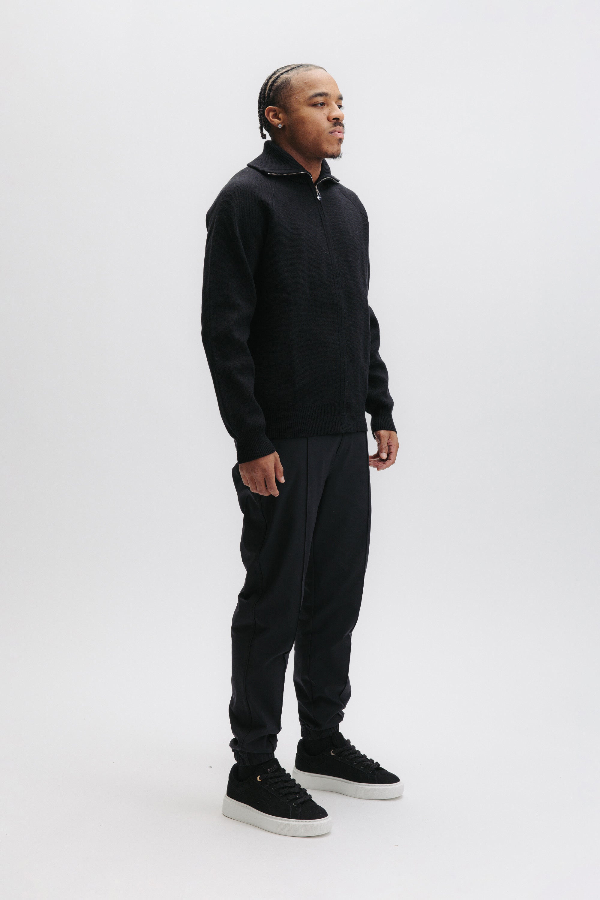 HEX-SERIES KNITTED ZIP SWEATER - JET BLACK