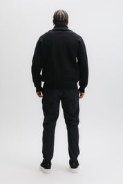 HEX-SERIES KNITTED ZIP SWEATER - JET BLACK