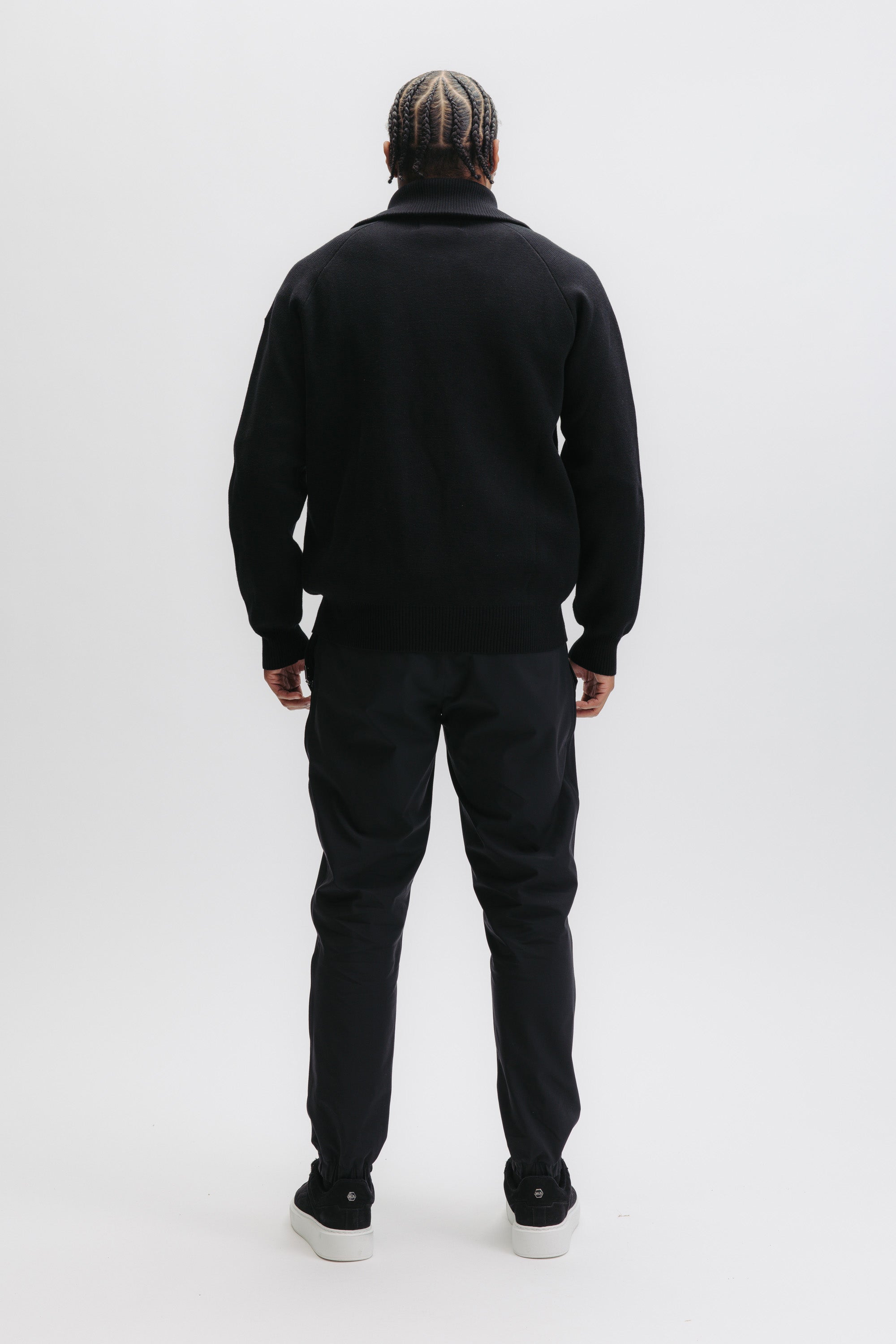 HEX-SERIES KNITTED ZIP SWEATER - JET BLACK