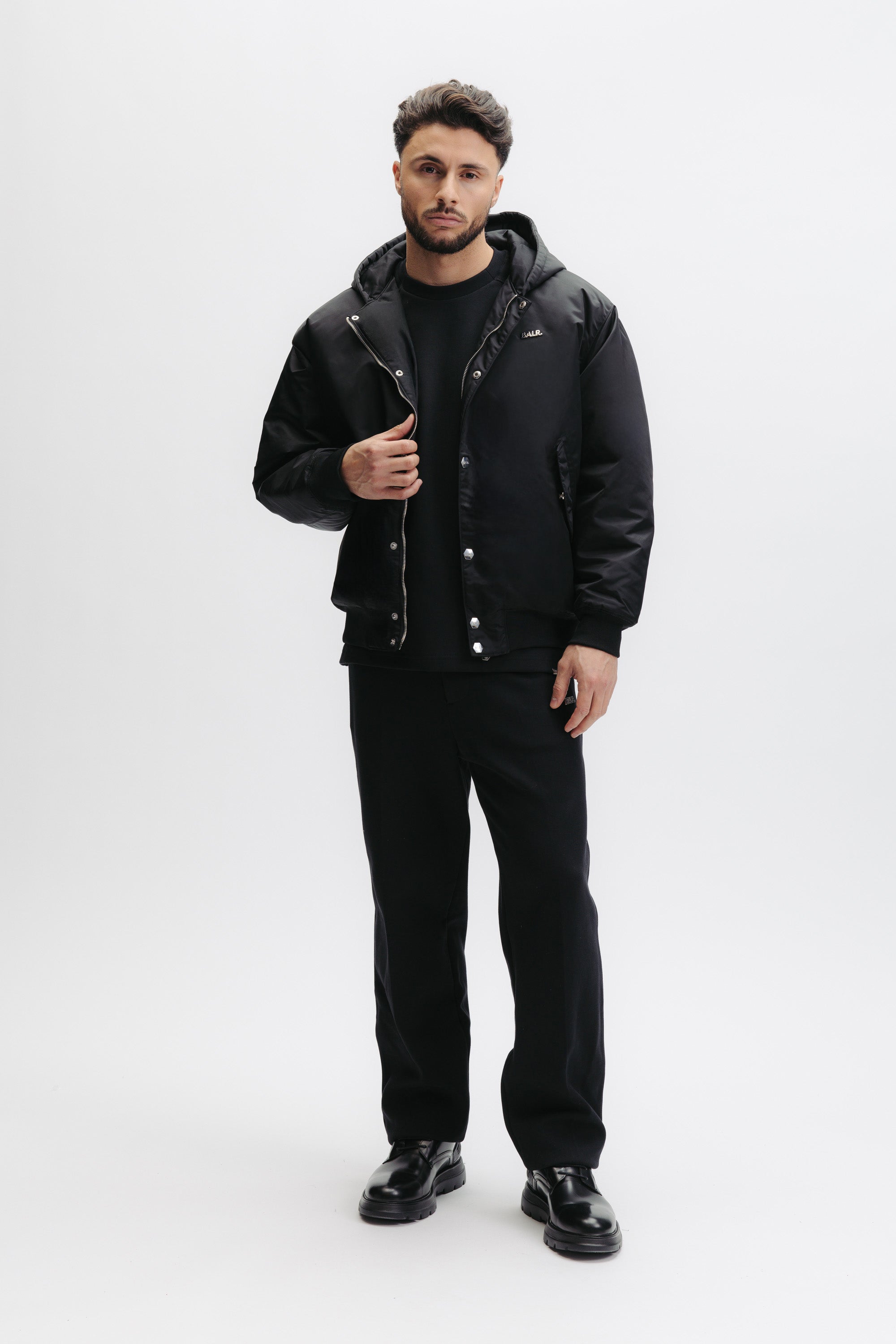 Q SERIES HOODED BOMBER JACKET - JET BLACK