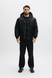 Q SERIES HOODED BOMBER JACKET - JET BLACK