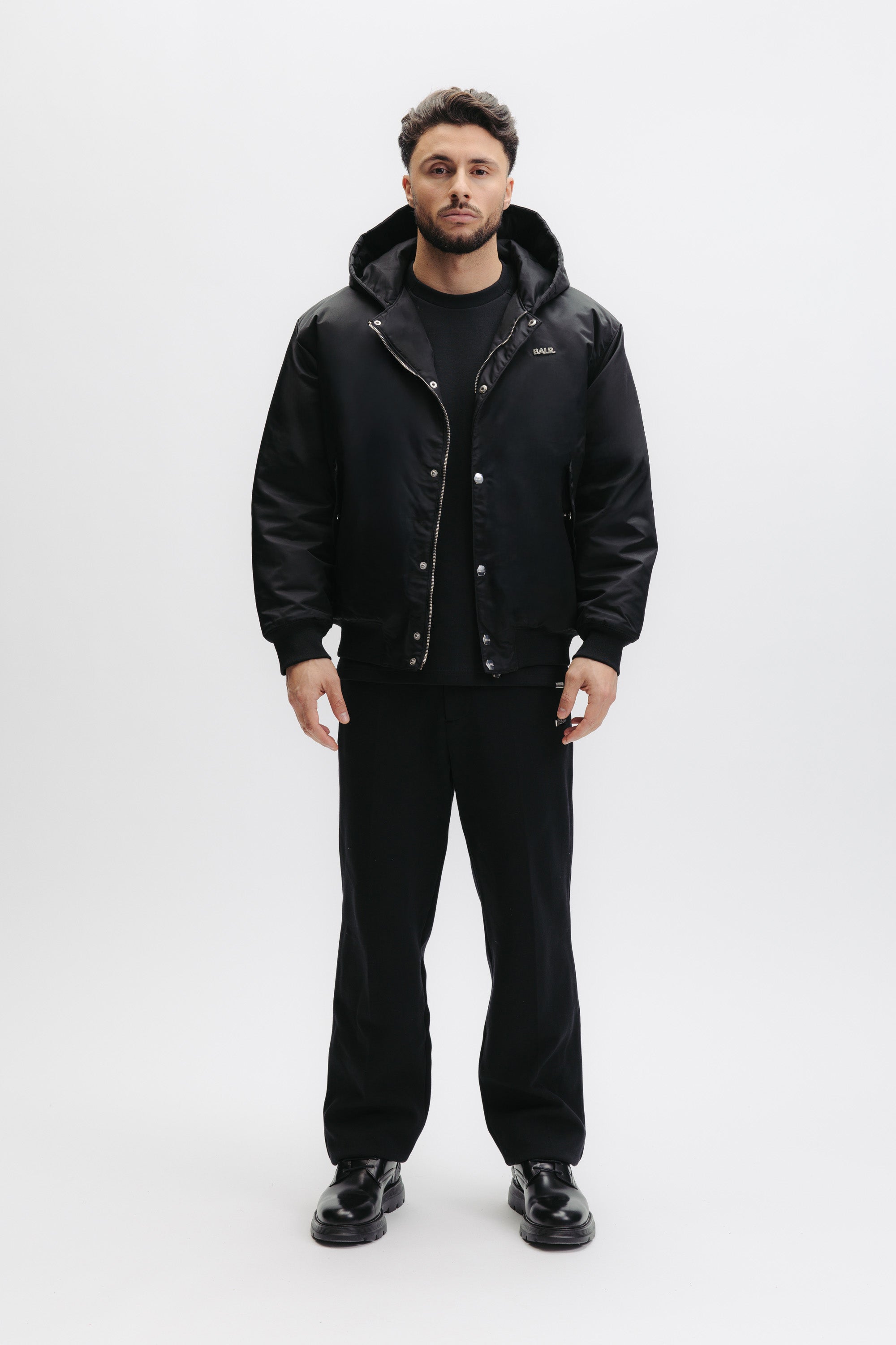 Q SERIES HOODED BOMBER JACKET - JET BLACK