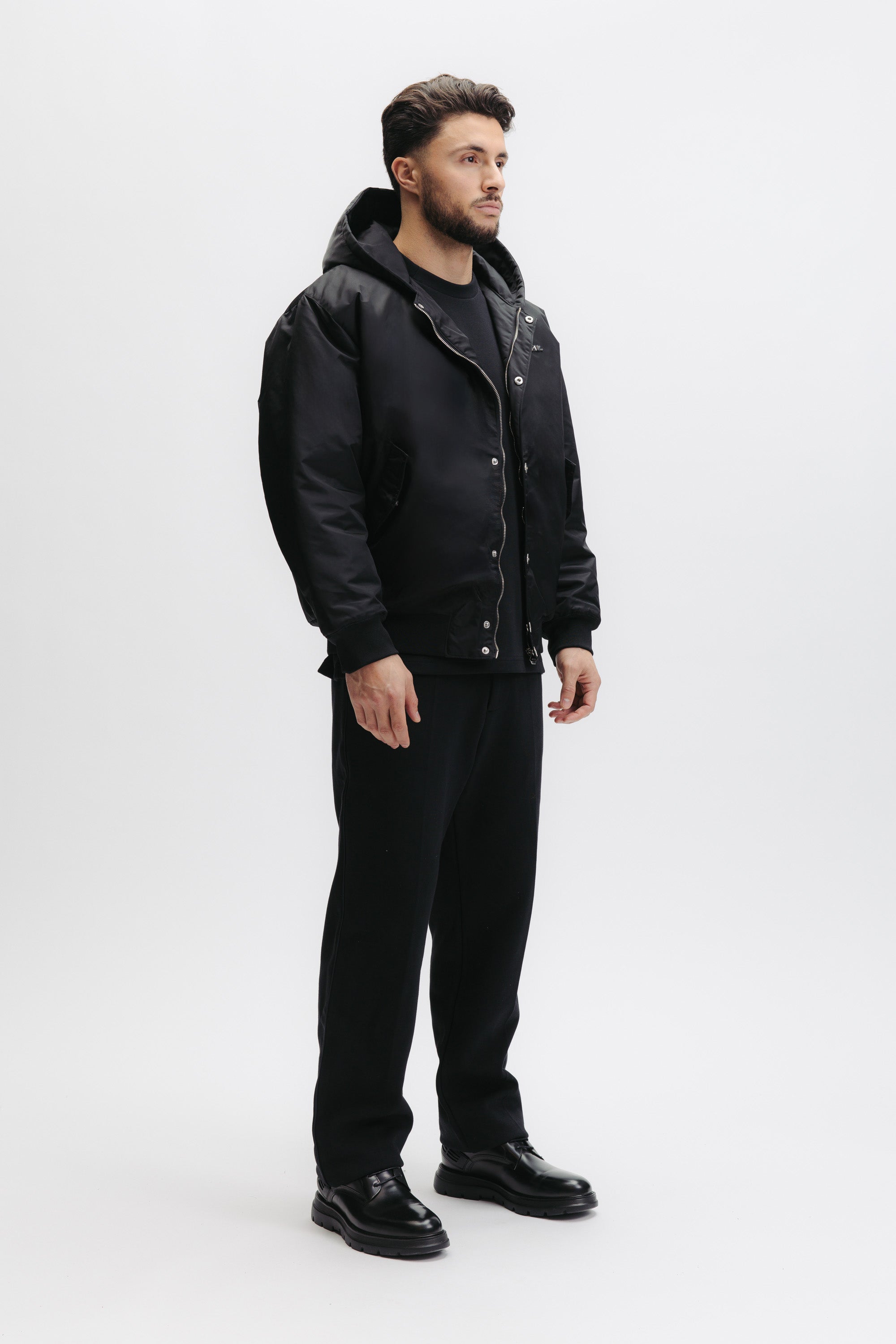 Q SERIES HOODED BOMBER JACKET - JET BLACK