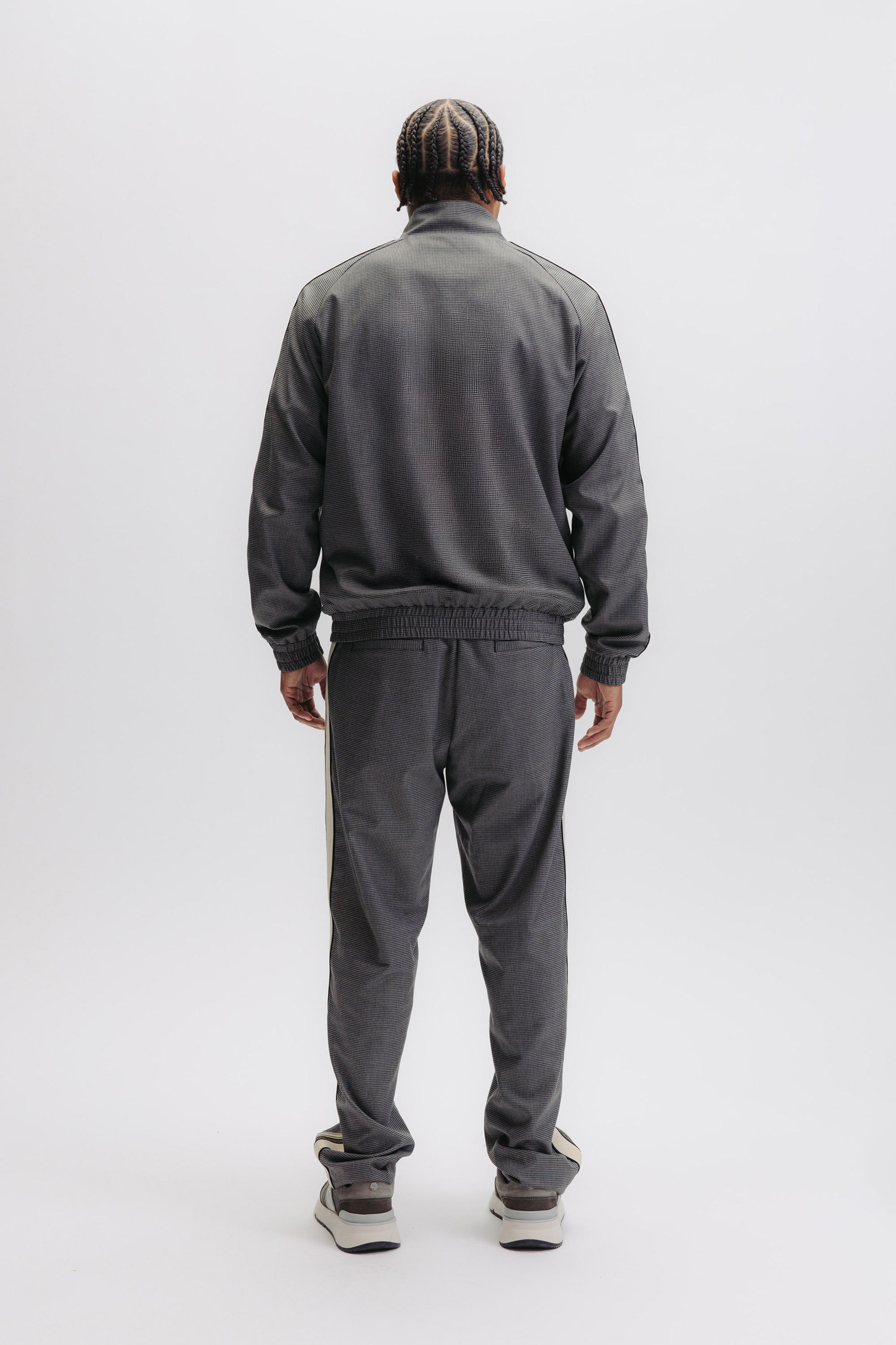 TAPE TRACK JACKET - BLACK HOUNDSTOOTH