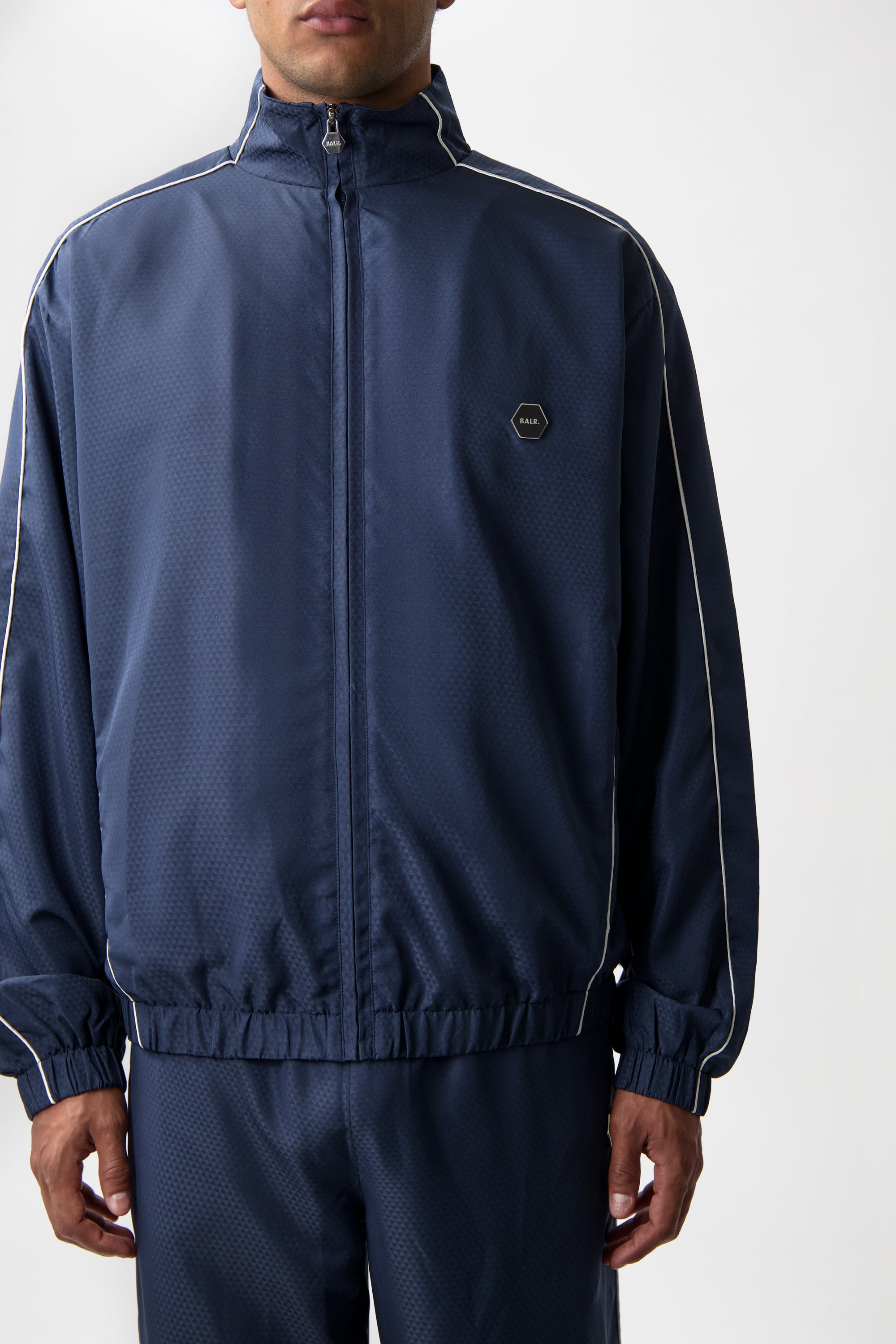 HEX JACQUARD RELAXED TRACK JACKET-SPACE NAVY