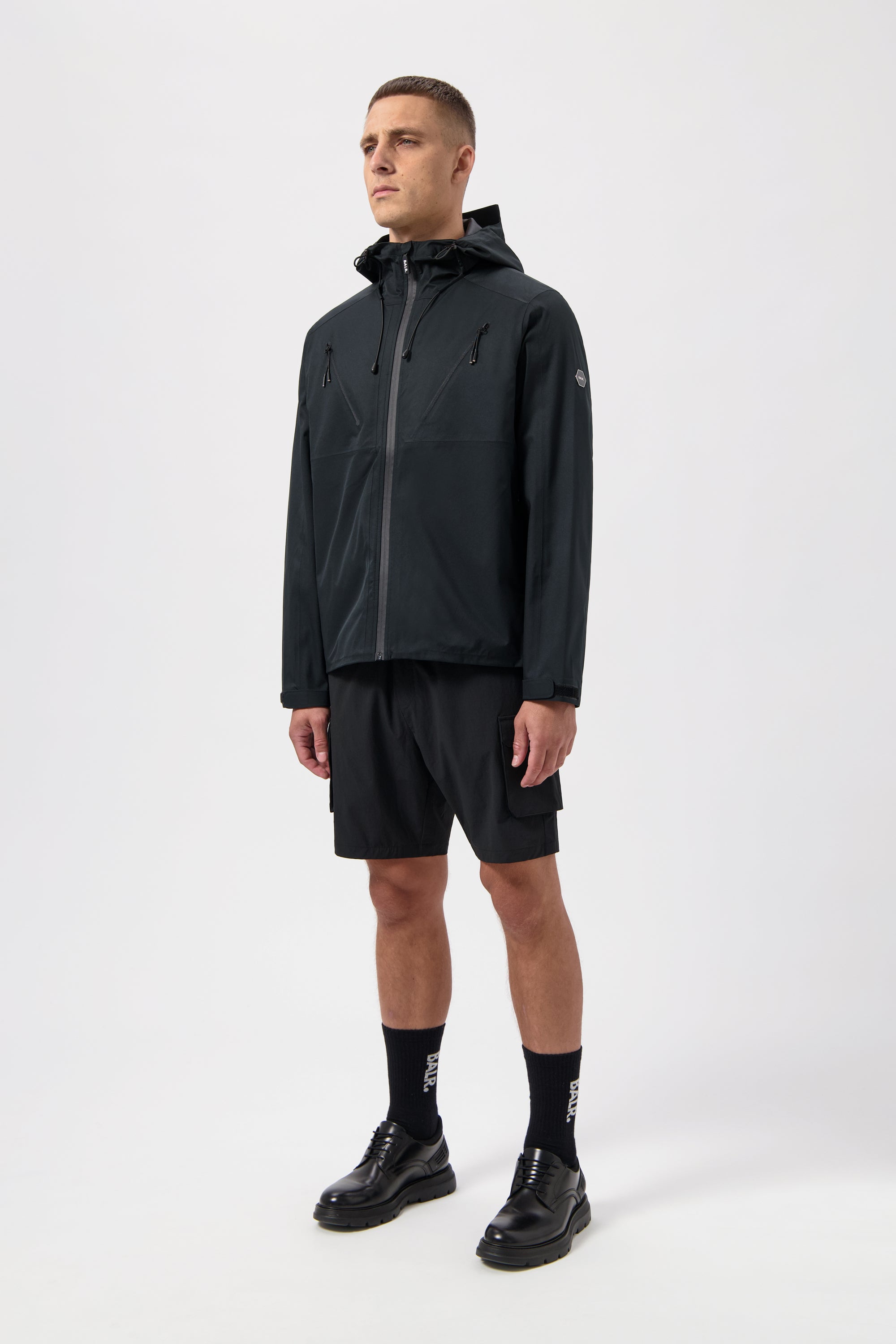 HEX BADGE RAIN JACKET-JET BLACK