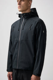 HEX BADGE RAIN JACKET-JET BLACK