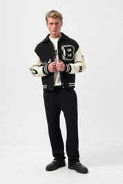 GAME OF THE GODS GRAFFITI BOX FIT VARSITY JACKET-Jet Black