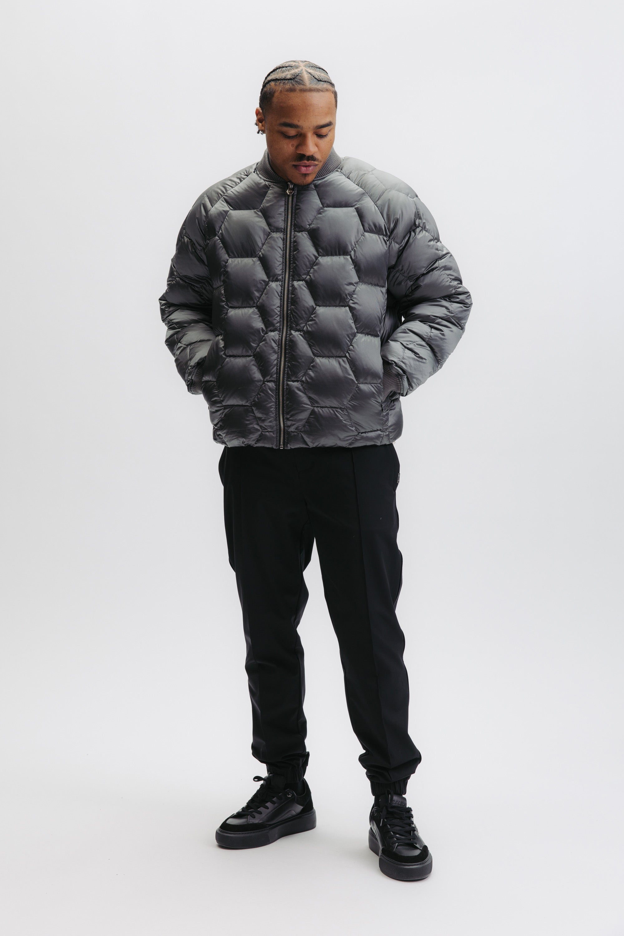CHRIS QUILTED JACKET - DARK CHROME