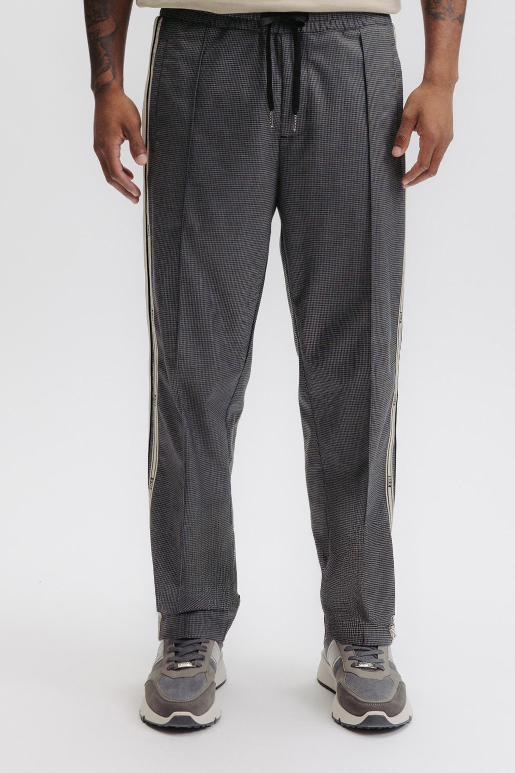 TAPE STRAIGHT TRACK PANTS - BLACK HOUNDSTOOTH