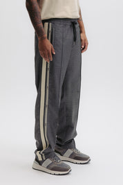 TAPE STRAIGHT TRACK PANTS - BLACK HOUNDSTOOTH