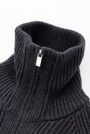 XI KNITTED HALF ZIP - VOLCANIC GREY