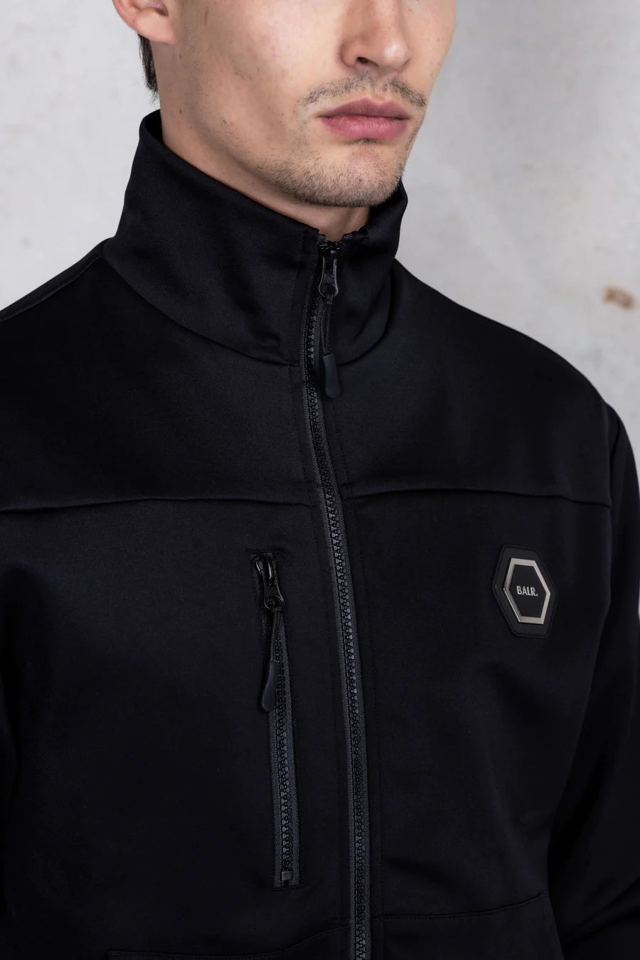 【残りXL/1点】LOUIS SLIM TECH ZIP TRACK JACKET JET BLACK
