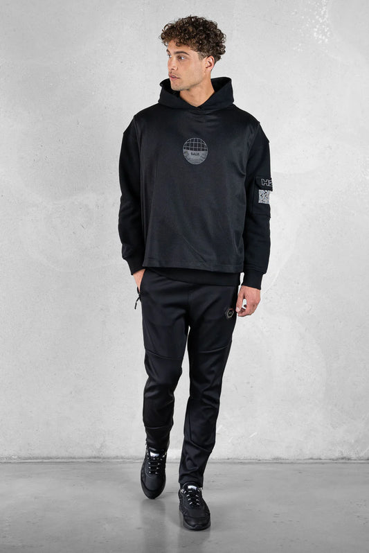 LOUIS SLIM TECH ZIP TRACK PANTS JET BLACK